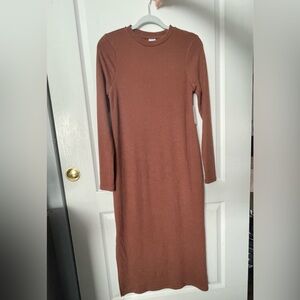 Warm Brown Sheath Sweater Dress